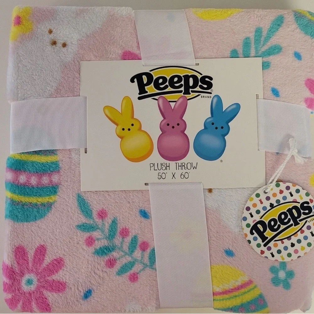 PEEPS Pink Easter Bunny Plush Throw Blanket 50